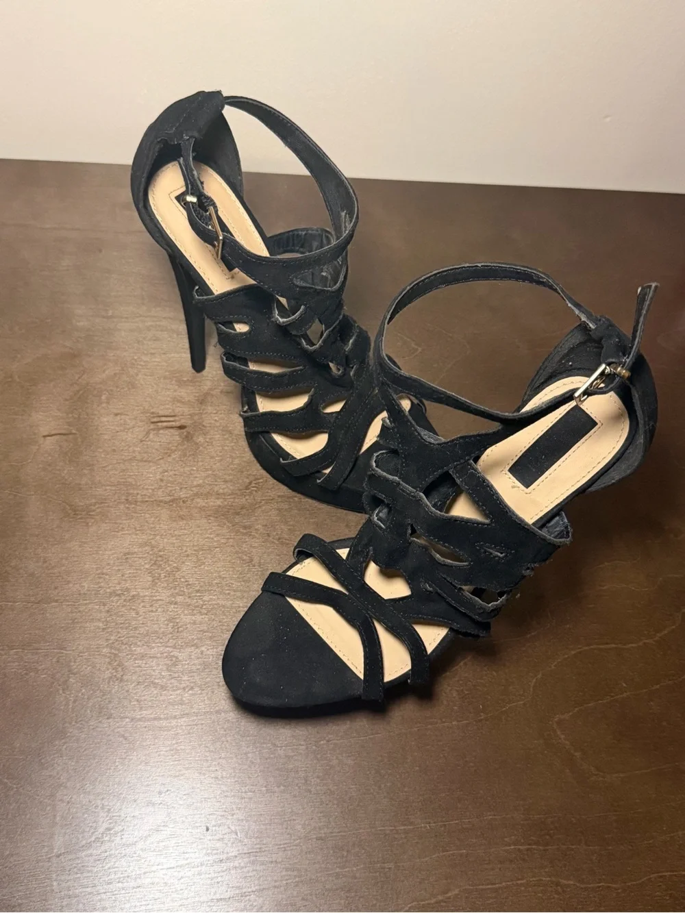 Forever 21 Black Strappy Cutout High Heel Sandals